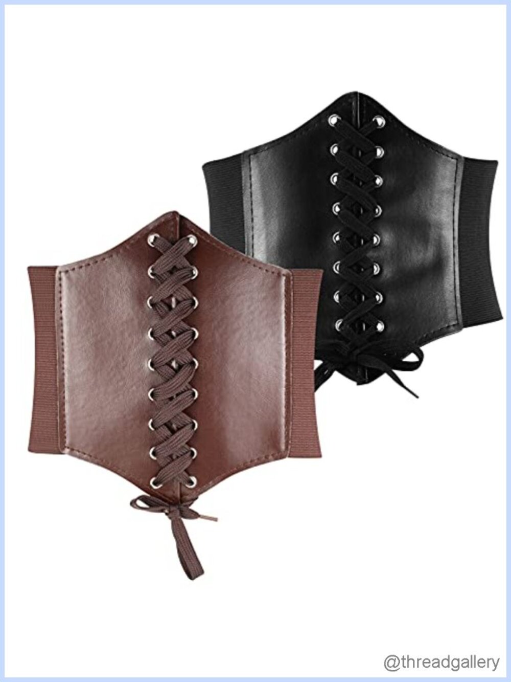 2 Pack Elastic Corset Waist Belt PU Leather Renaissance Cosplay Costume